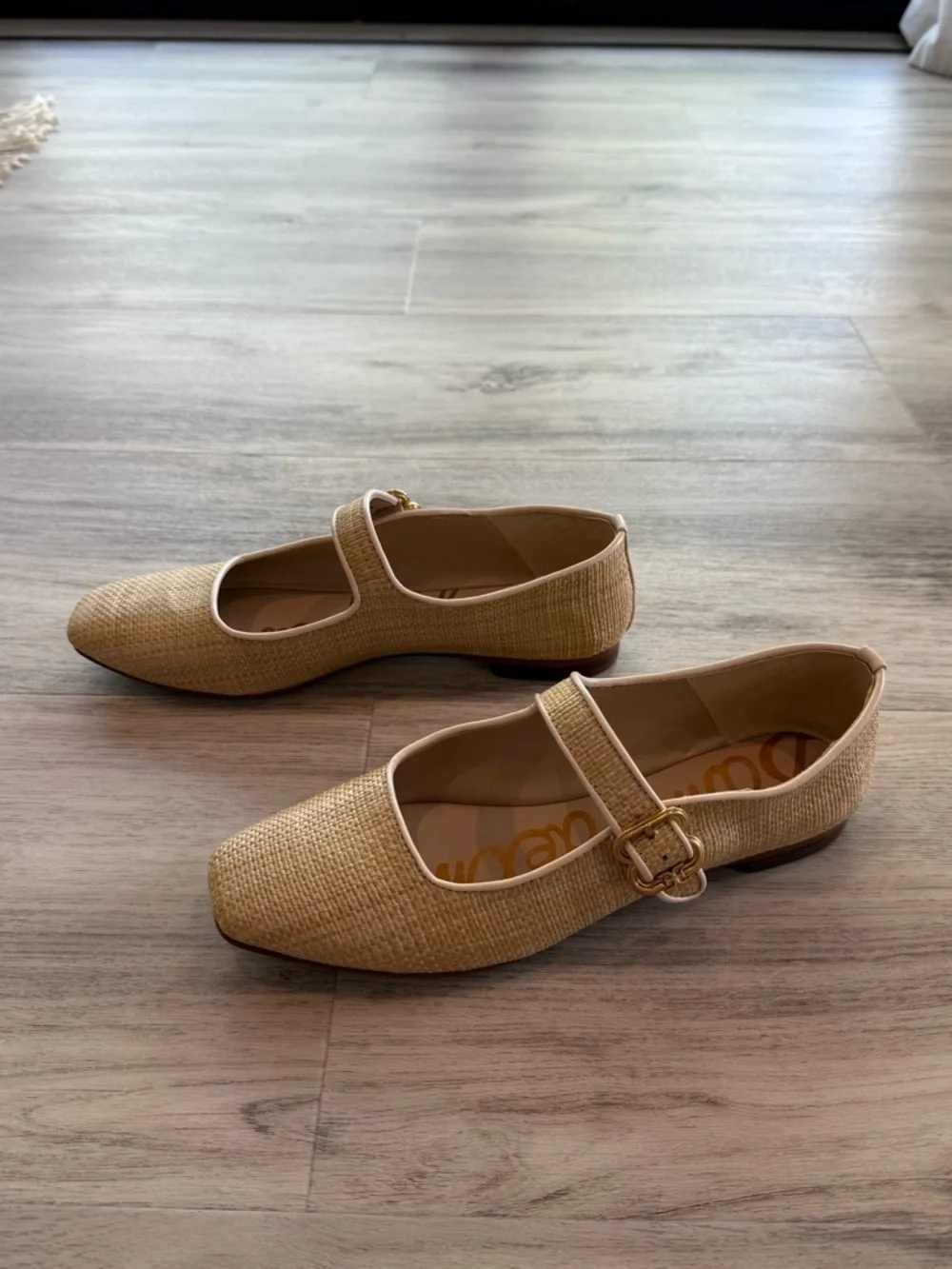 Sam Edelman Straw Mary Jane Flats in Light Beige - Picture 4 of 5